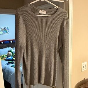 Old Navy Light Gray Ribbed Crewneck Sweater
